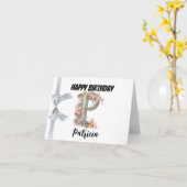 Monogrammed letter "P" Gelukkige Verjaardag Kaart (Gele Bloem)