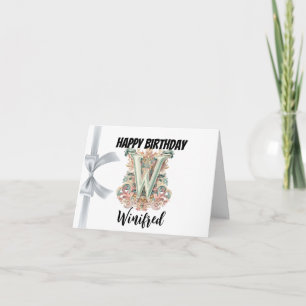 Monogrammed letter "W" Happy Birthday Kaart