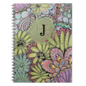 Monogrammed Levendige Bloemen Creatieve Artistiek Notitieboek (Voorkant)