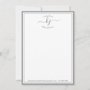 Monogrammed lichtgrijs van het bureau van de Nota- Bedankkaart