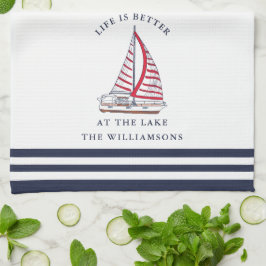 Monogrammed Life is Better bij het meer Theedoek