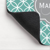 Monogrammed Light Blauwgroen Circle Pattern Muismat (Hoek)