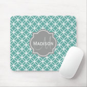 Monogrammed Light Blauwgroen Circle Pattern Muismat (Met muis)