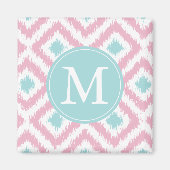 Monogrammed Light Pink Mint Diamonds Ikat Pattern Magneet (Voorkant)