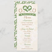 Monogrammed Lucky in Love Shamrock Menu Mariage (Devant / Derrière)