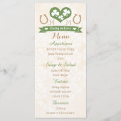 Monogrammed Lucky in Love Shamrock Menu Mariage (Devant)