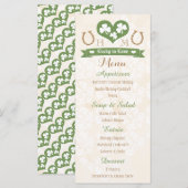Monogrammed Lucky in Love Shamrock Wedding Menu (Voorkant / Achterkant)
