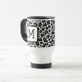 Monogrammed Luipaard Print Zwart-wit Reisbeker (Voorkant links)