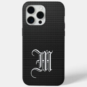 Monogrammed "M" Faux Carbon Fiber OtterBox iPhone 15 Pro Max Hoesje
