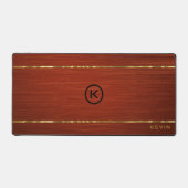 Monogrammed Mahonie Hout Textuur Bureaumat (Voorkant)