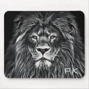 Monogrammed Majestic Gray Lion Muismat