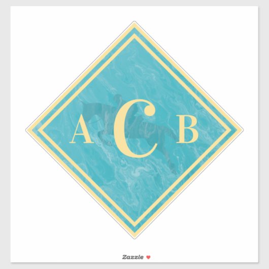 Monogrammed Marged Turquoise Horse Tack Trunk Sticker (Vel)