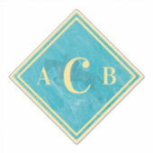 Monogrammed Marged Turquoise Horse Tack Trunk Sticker (Voorkant)