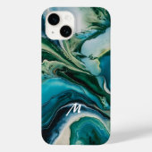 Monogrammed Marmeren Harsontwerp Case-Mate iPhone Case (Achterkant)