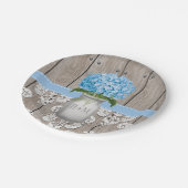 Monogrammed Mason Jar Blue Hydrangea Wedding Papieren Bordje (Gekanteld)