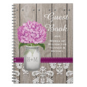 Monogrammed Mason Jar Plum Hydrangea Guest Book Notitieboek (Voorkant)