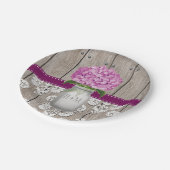 Monogrammed Mason Jar Plum Hydrangea Wedding Papieren Bordje (Gekanteld)