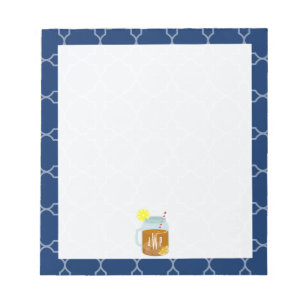 Monogrammed Mason Jar Sweet Tea - Navy Quatrefoil Notitieblok