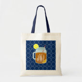 Monogrammed Mason Jar Sweet Tea - Navy Quatrefoil Tote Bag (Voorkant)