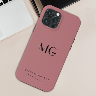 Monogrammed Mauve minimalist met naam iPhone 13 Pro Max Hoesje