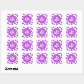 Monogrammed Medium Orchid Polka Dots Vierkante Sticker (Vel)