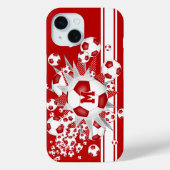 Monogrammed meisjes voetbal blowout rood Case-Mate iPhone case (Achterkant)