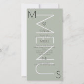Monogrammed Menu Hart Wedding Sage (Voorkant)