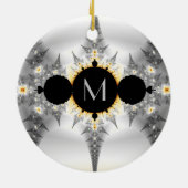 Monogrammed Metallic Silver Fractal Keramisch Ornament (Achterkant)