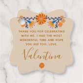 Monogrammed Mexicaans Bloemen Western Boho Bedankjes Labels (Voorkant)