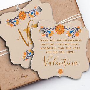 Monogrammed Mexicaans Bloemen Western Boho Bedankjes Labels