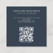 Monogrammed Minimal Celestial Stars Navy QR-code Vierkante Visitekaartje (Achterkant)