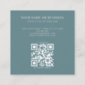 Monogrammed Minimal Celestial Stars Sage QR-code Vierkante Visitekaartje (Achterkant)