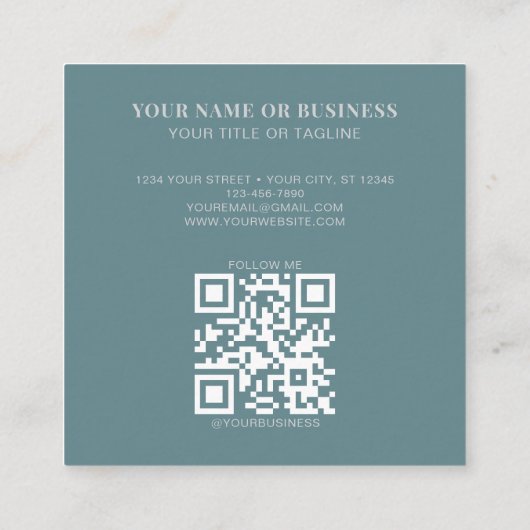 Monogrammed Minimal Celestial Stars Sage QR-code Vierkante Visitekaartje (Achterkant)