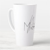 Monogrammed minimalistisch effen moderne naam latte mok (Linkerhoek)