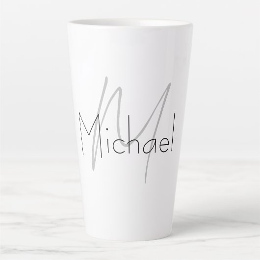 Monogrammed minimalistisch effen moderne naam latte mok (Voorkant)