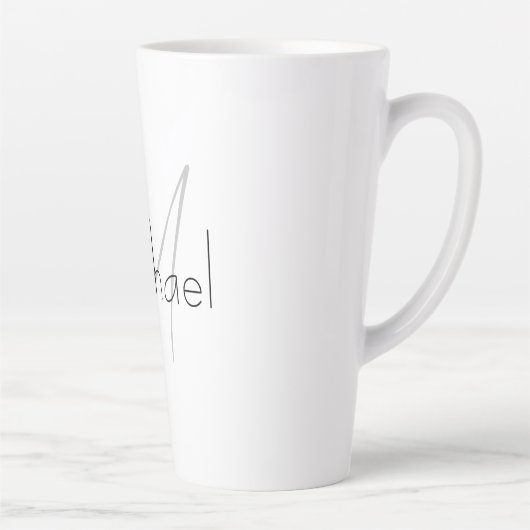 Monogrammed minimalistisch effen moderne naam latte mok (Rechts)