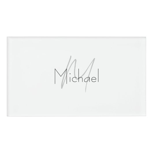 Monogrammed minimalistisch effen moderne naam naambadge (Voorkant)