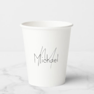 Monogrammed minimalistisch effen moderne naam papieren bekers