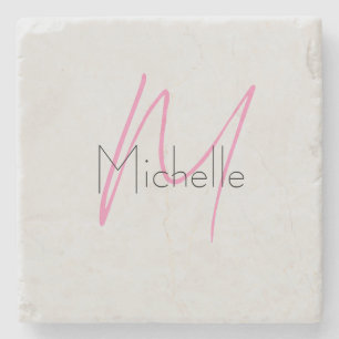 Monogrammed minimalistisch effen moderne naam stenen onderzetter