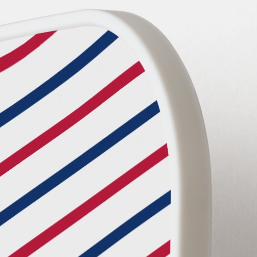 Monogrammed minimalistische roze en blauwe strepen pickleball paddle (Links Detail)