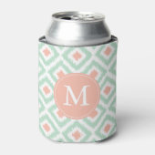 Monogrammed Mint en Coral Pattern Blikjeskoeler (Blikje Voorkant)