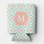 Monogrammed Mint en Coral Pattern Blikjeskoeler (Achterkant)