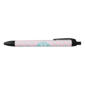 Monogrammed Mint en Pink Diamonds Ikat Pattern Zwarte Inkt Pen (Bovenkant)