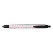 Monogrammed Mint en Pink Diamonds Ikat Pattern Zwarte Inkt Pen (Achterkant)