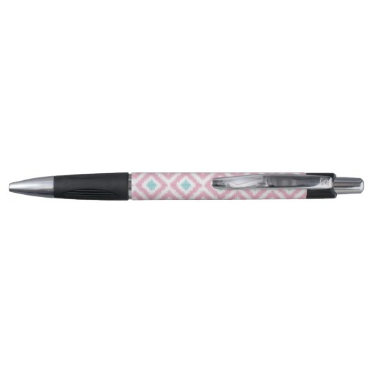 Monogrammed Mint en Roze Ikat Pattern Pen (Achterkant)