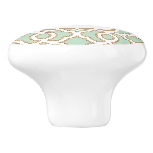 Monogrammed Mint Green en Gold Moroccan Keramische Knop (Zijkant)