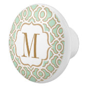 Monogrammed Mint Green en Gold Moroccan Keramische Knop (Rechts)