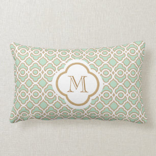 Monogrammed Mint Green en Gold Moroccan Kussen