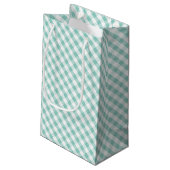 Monogrammed Mint Green Gingham Pattern Klein Cadeauzakje (Achterkant Gekanteld)
