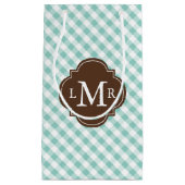 Monogrammed Mint Green Gingham Pattern Klein Cadeauzakje (Voorkant)